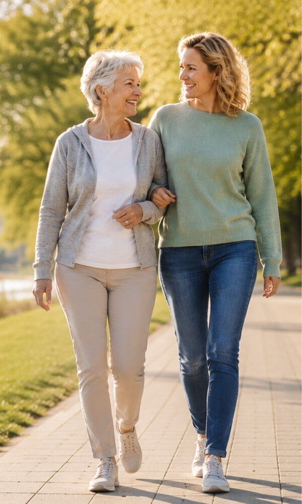 Zwei Frauen gehen spazieren